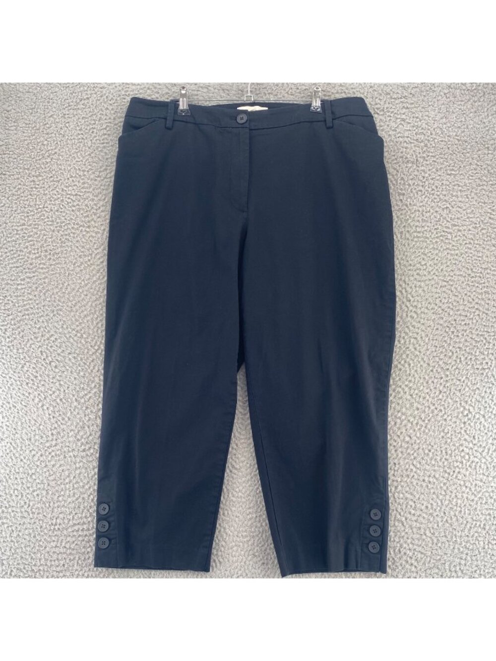 Talbots Pants Womens 16W Black Cotton Blend Capris Pockets High Rise Everyday
